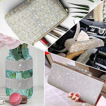 Self Adhesive Crystal Rhinestone Sticker Diamond Ribbon DIY Sticker Rhinestones Arts Crafts Car Phone Decoration Dropshipping