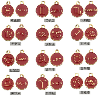 Accessoires de la série des 12 symboles du zodiaque, breloques pendentifs émaillés double face pour bracelets, colliers et boucles d'oreilles.