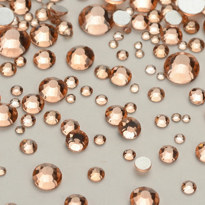 SS3-SS20 Mix Size Glitter Glass Round Rhinestones Silver Bottom Non Hotfix Small Size Crystal For Nail Art Clothes Decoration