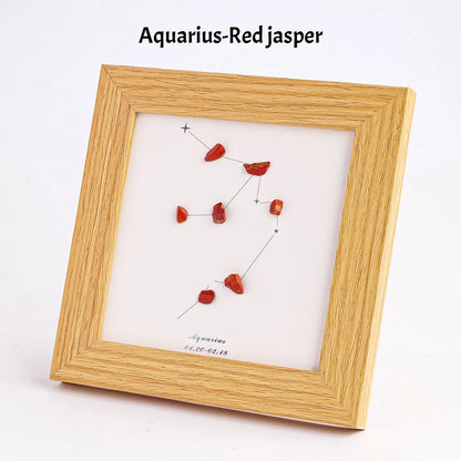 1 cadre photo en gravier de cristal naturel du zodiaque, décor de maison, fresque, ornements de bureau, accessoires de bricolage