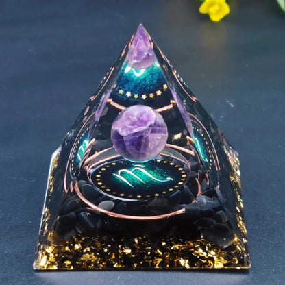 12 Zodiacs Orgone Pyramid 5cm Horoscope Healing Natural Crystal Stone Chakra Reiki Orgonite Gemstones Birthday Constellation