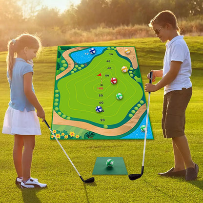 Golf Chipping Game Golf Chipping Battle Game With Hitting Mat Sticky Practice Mat With Club Putting Green Training Equipment For