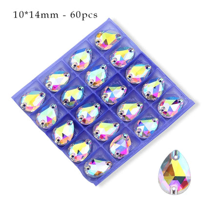 Crystal AB Ordinary Crystal Glass Sewing Rhinestones Sew On Flatback Rhinestone Wedding Dress Accessories DIY Garment Making