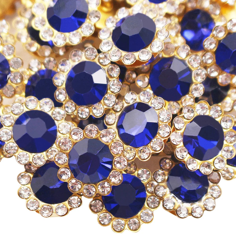 8mm-12mm Sunflower Sewing Claw Rhinestones Crystals Glass Beads Buttons Stones Sew On Rhinestone for Clothes Sewing Accessories