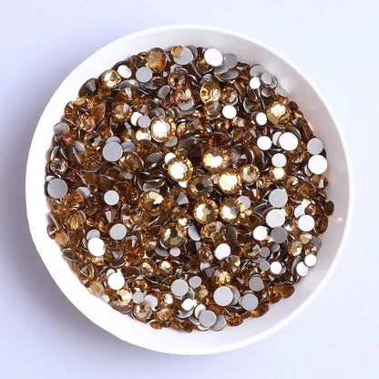 SS3-SS20 Mix Size Glitter Glass Round Rhinestones Silver Bottom Non Hotfix Small Size Crystal For Nail Art Clothes Decoration