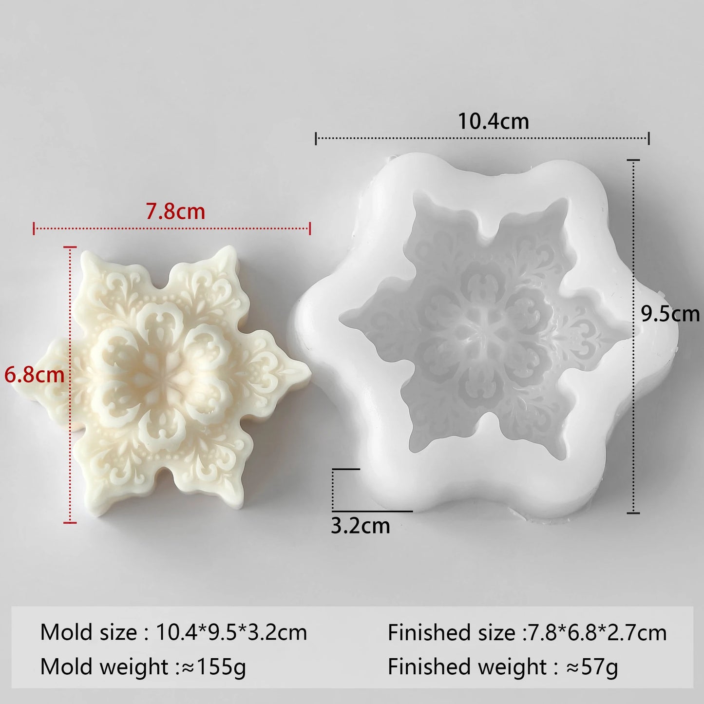 Snowflake Candle Silicone Mold DIY Christmas Soap Wax Melt Mold Aroma Stone Decor Handmade Craft Gift Home Decor Holiday Ornamen