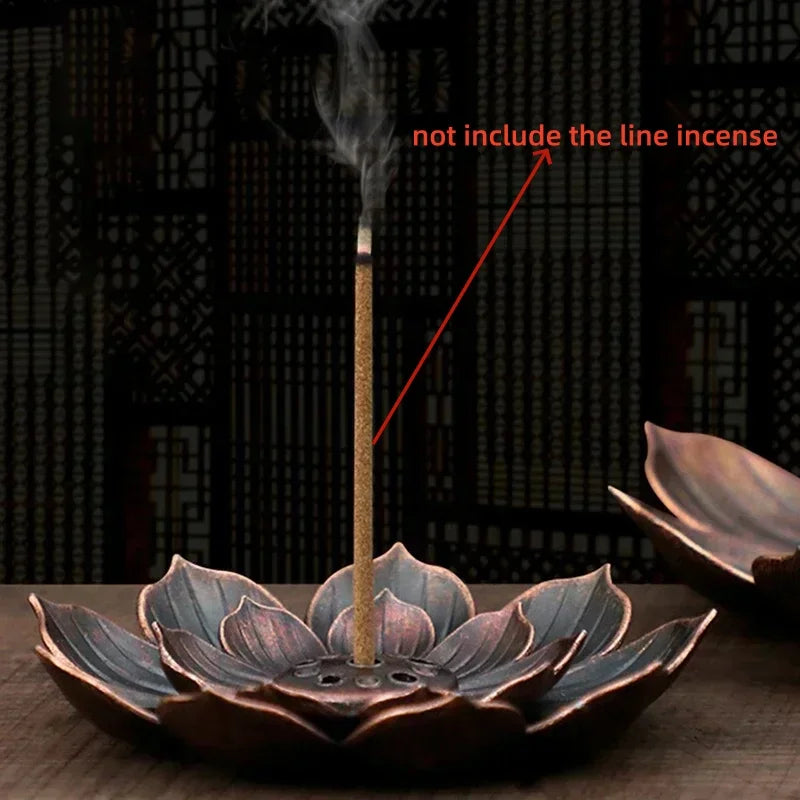 New 1PC Alloy Incense Burner Stick Holder Plate Buddhism Lotus Censer Nasturtium Bronze Incense Burner