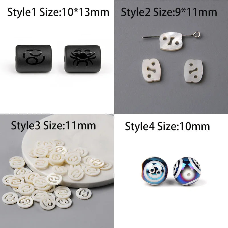 10PCS/lot 12 Constellation Horoscope Charms Beads 12 Zodiac Signs Multistyle Beads for DIY Couples Bracelets Jewelry Making