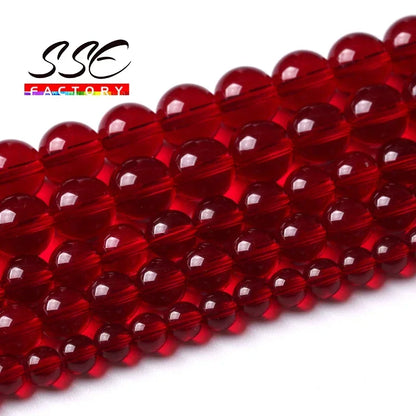 Garnet Glass Crystal Beads Wholesale Red Glass Round Loose Stone Beads For Jewelry Making DIY Bracelet Necklaces Accessories 15"