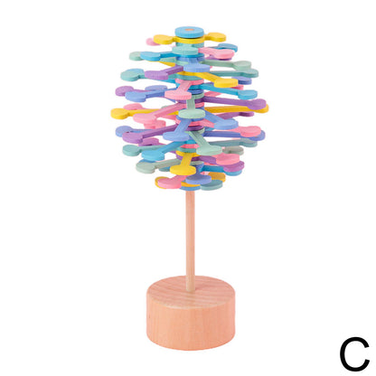 21cm Wooden Spiral Lollipop Stress Relief Toy Spinning Magic Wand Stop Stress Reliever Autism Toys Art Decoration Kids Gifts