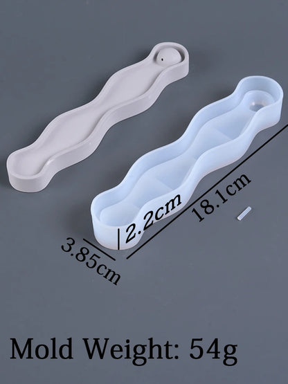 Wave Long Incense Insert Tray Silicone Mold DIY Incense Sticks Base Casting Molds Plaster Epoxy Resin Craft Making Home Decor