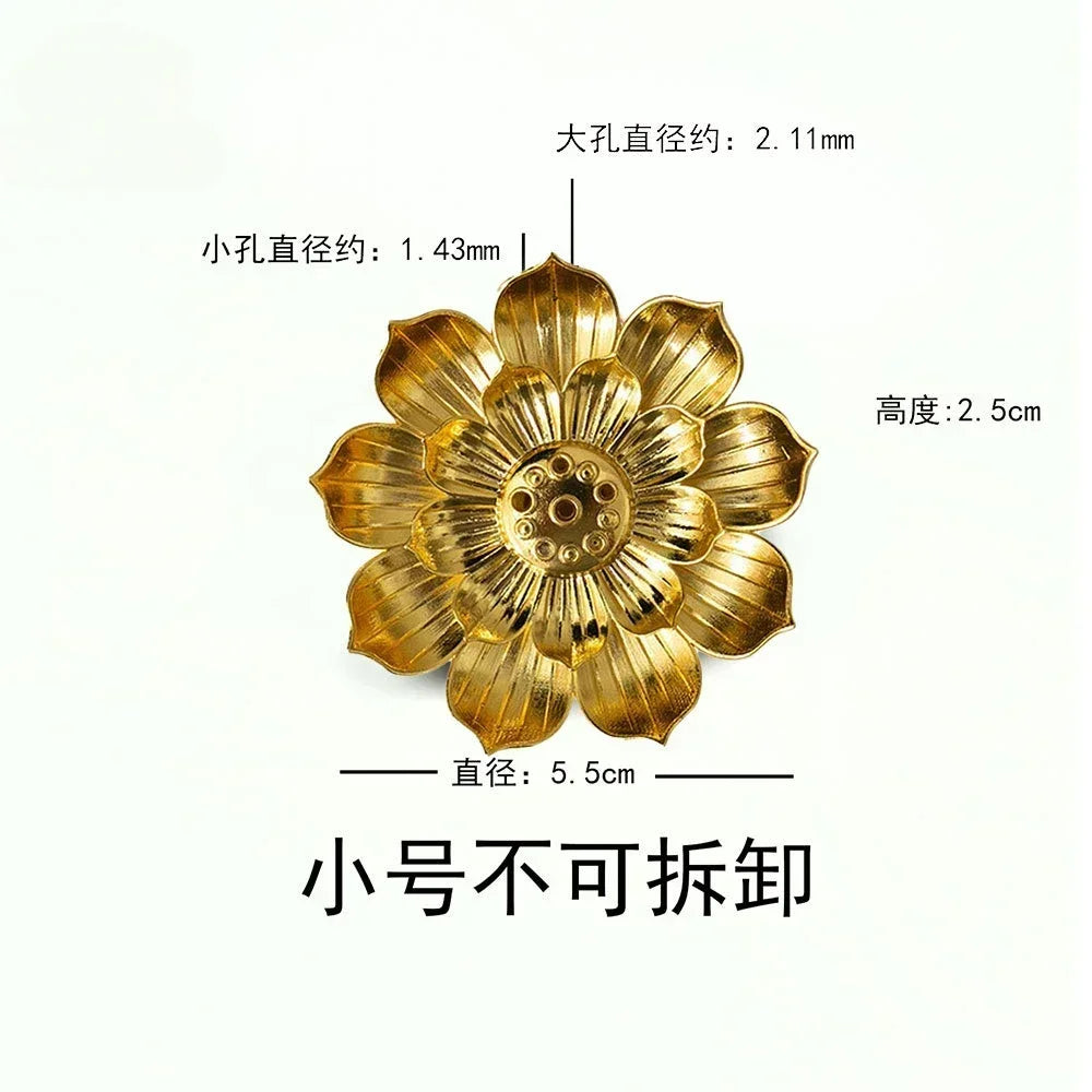 Incense Holder for Sticks Alloy Incense Burner Creative 3 levels Lotus Incense Stick Holder and Detachable Ash Catcher