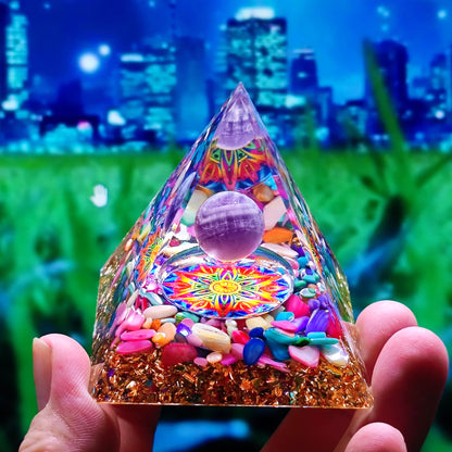 Natural stone amethyst crystalEnergy Generator Orgone Pyramid for E-Energy Protection Healing meditation orgonite crystal chakra