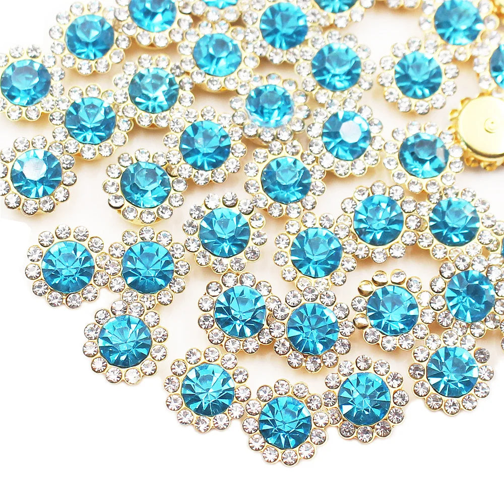 8mm-12mm Sunflower Sewing Claw Rhinestones Crystals Glass Beads Buttons Stones Sew On Rhinestone for Clothes Sewing Accessories
