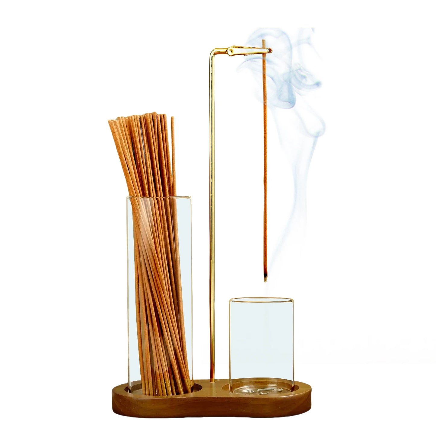 2 in 1 Incense Holder for Sticks Anti-Ash Flying Incense Burne with Glass Ash Catcher and Sticks Organizer for Meditation Yoga