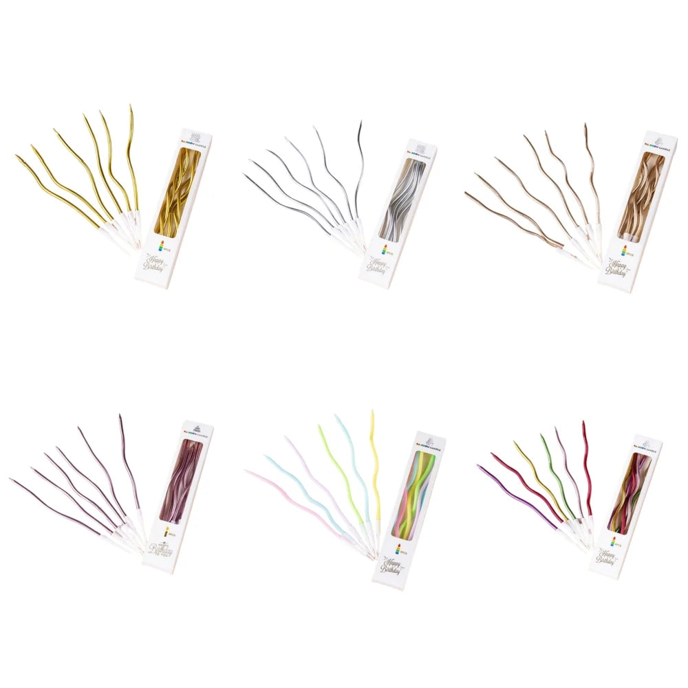 1/6boxes 15CM Curved Cake Candles Birthday Baby Shower Gender Reveal Cupcake Decorating Candle Toppers Wedding Party Decorative