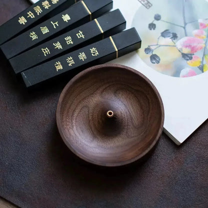 North American Black Walnut Solid Wood Incense Stick Handmade Tea Ceremony Round Incense Burner Agarwood Tray Holder