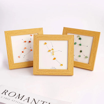 1 cadre photo en gravier de cristal naturel du zodiaque, décor de maison, fresque, ornements de bureau, accessoires de bricolage