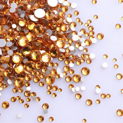 1440Pcs Mix Size Glass Flatback Rhinestone Glitter Crystal AB Round Diamond Non Hotfix Glue On Stone for DIY Nail Art Decoration