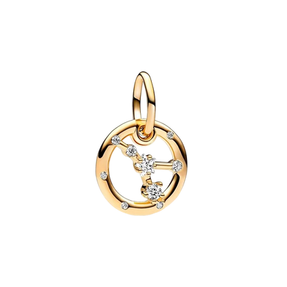 Plaqué or étincelant 12 signes du zodiaque breloque perles pendentif ajusté Original Bracelet en argent perles de collier pour bricolage bijoux femmes cadeau