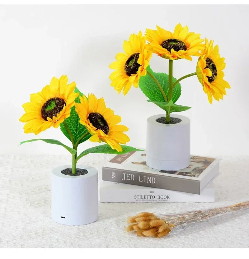 3 LED Night Light Rechargeable Sunflower Lights Interior Lighting Bedroom Bedside Desktop Decoration Table Lamp Night Lamps
