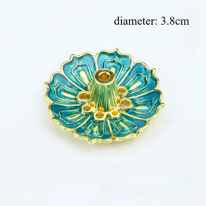 1PCS Lotus Alloy Incense Burner Stick Holder Home Buddhism Line Incense Plate Sandalwood Coil Base Temples Delicate Home Decor