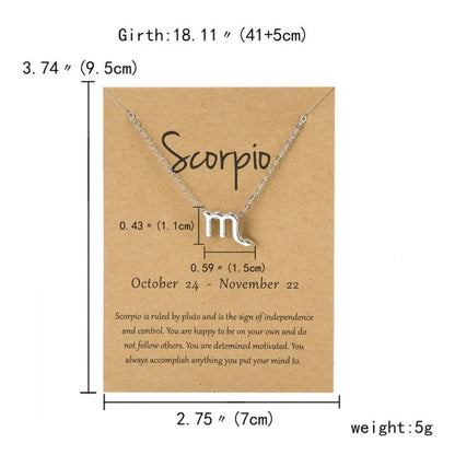 12 Horoscope Silver Color Pendant Necklace for Men Women Taurus Aries Leo Pisces Virgo 12 Constellations Jewelry Holiday Gifts