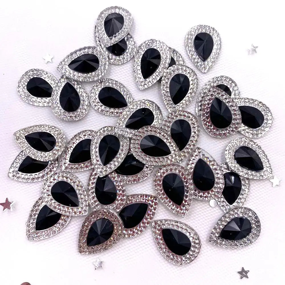 Resin Shiny Double Color Convex Crystal Drop Flatback Rhinestone  Applique DIY Wedding Scrapbook Accessories Ornament Craft
