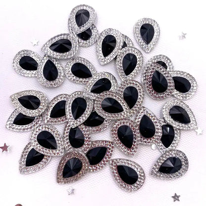 Resin Shiny Double Color Convex Crystal Drop Flatback Rhinestone  Applique DIY Wedding Scrapbook Accessories Ornament Craft
