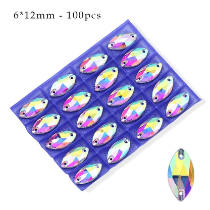 Crystal AB Ordinary Crystal Glass Sewing Rhinestones Sew On Flatback Rhinestone Wedding Dress Accessories DIY Garment Making