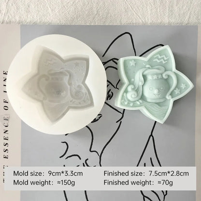 Twelve Horoscope Scented Candle Silicone Mold DIY Pentagram Constellation Aries Leo Gypsum Resin Handmade Soap Mould