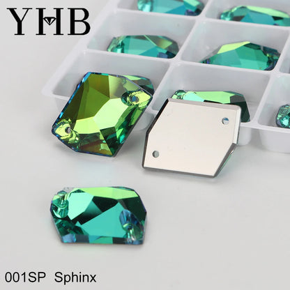 YHB Top Quality Cosmic Glass Crystal AB Moonlight Sewing Stones Flatback Sew on Rhinestones For Garment Clothes Bags