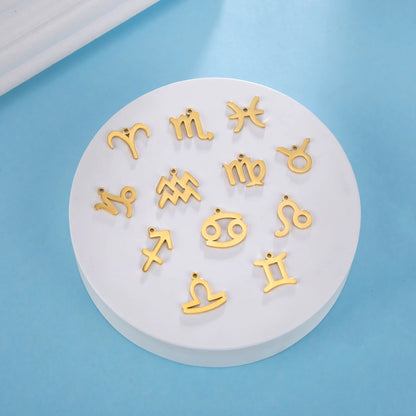 Skyrim 12pcs/lot Stainless Steel Zodiac Charms Horoscope Astrological Sign DIY Pendant for Necklace Bracelet Jewelry Making