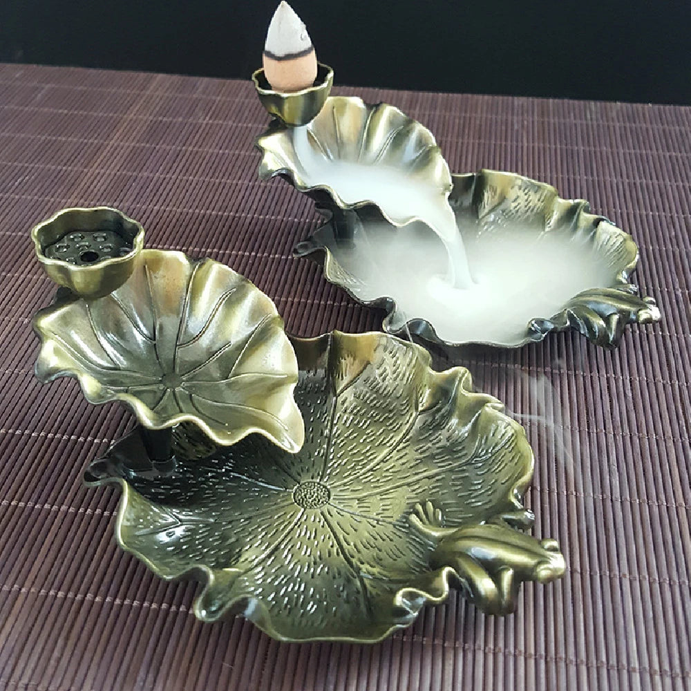 Incense Waterfall, Incense Cone Burner Frog or Fish Backflow Insense Burner Metal Incense Burner Aromatherapy Ornament Home Yoga