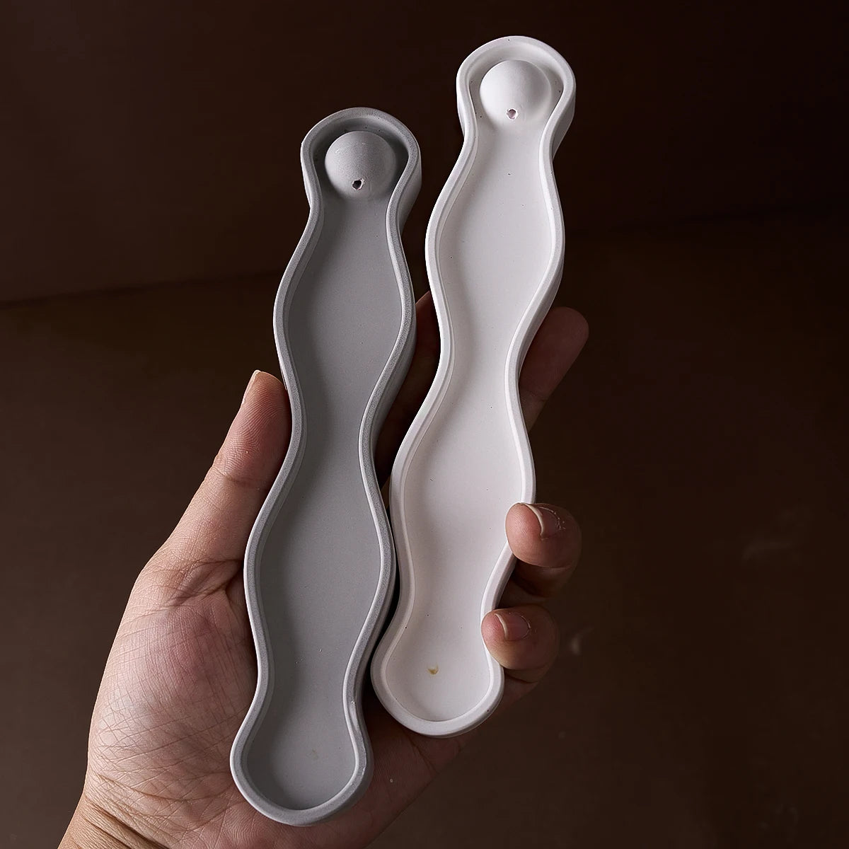 Wave Long Incense Insert Tray Silicone Mold DIY Incense Sticks Base Casting Molds Plaster Epoxy Resin Craft Making Home Decor
