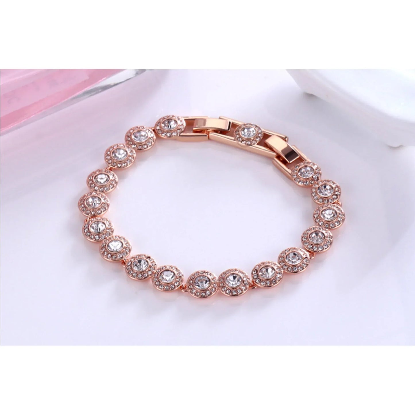 2025 New Original Round Water Drop Crystal High Jewelry Set Fashion Dazzling Women's Bracelet Earring Necklace Ring Wedding Gift