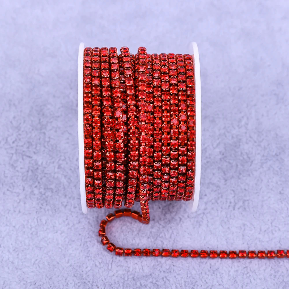 Crystal 10 Yard Rhinestones Trim Stone Cup Chain Gold Diamond Strass Decorative Applique Crystal Trimmings For Dresses