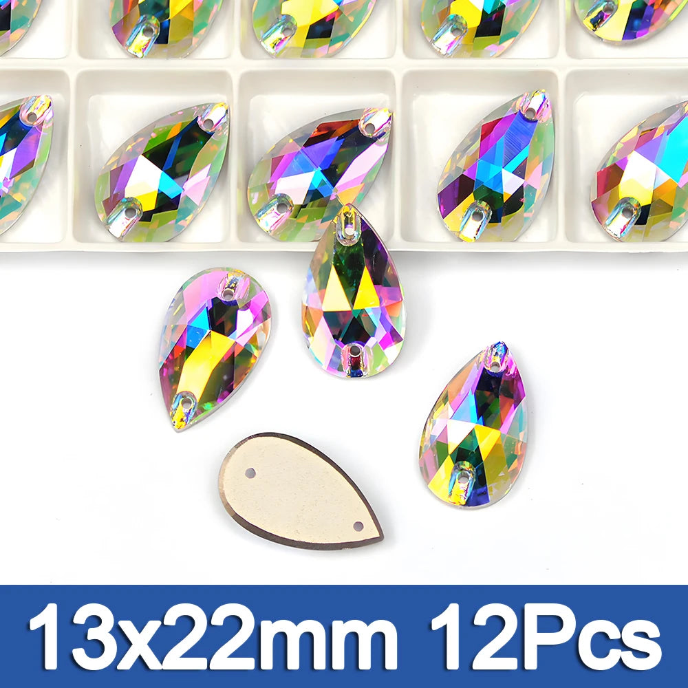 PUBRILEX Crystal AB Mix DIY Craft Supplies Needlework Sewing Gemstones Flatback Glass Strass Crystals Rhinestones For Clothing