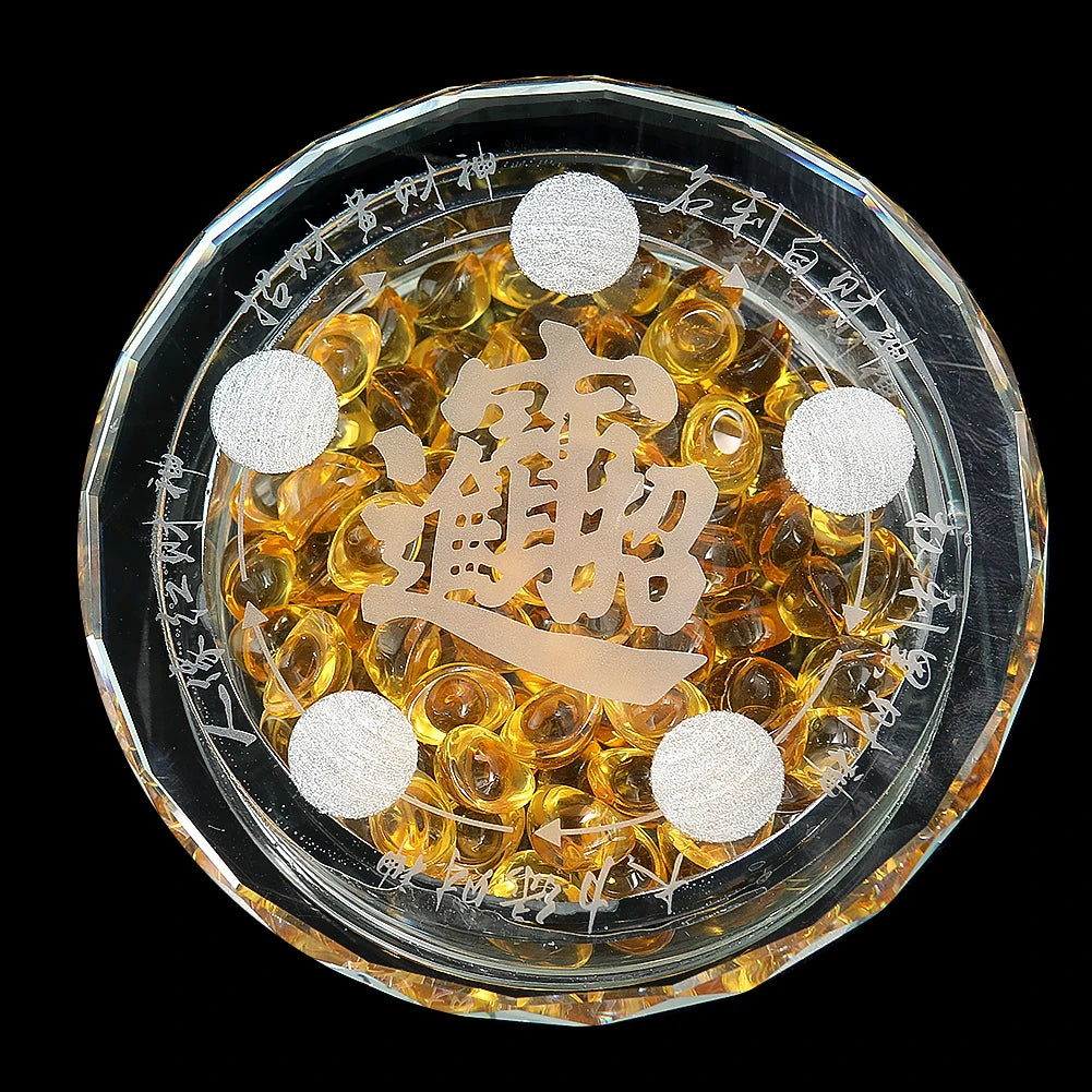 Feng Shui Five Element Wealth Figurine Collectibles Lucky Fortune Prosperity Crystal Ingot glass Craft Paperweight Home Decor