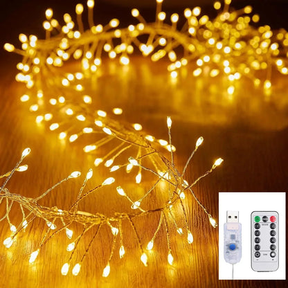 3/6M USB Power LED Firecracker String Lights Remote Control Garland Fairy Lights for Wedding Party Garden Christmas Decoration