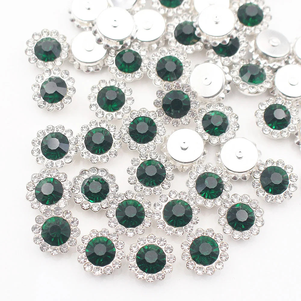 8mm-12mm Sunflower Sewing Claw Rhinestones Crystals Glass Beads Buttons Stones Sew On Rhinestone for Clothes Sewing Accessories