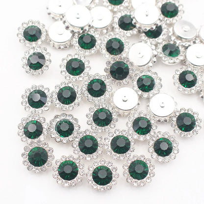 8mm-12mm Sunflower Sewing Claw Rhinestones Crystals Glass Beads Buttons Stones Sew On Rhinestone for Clothes Sewing Accessories