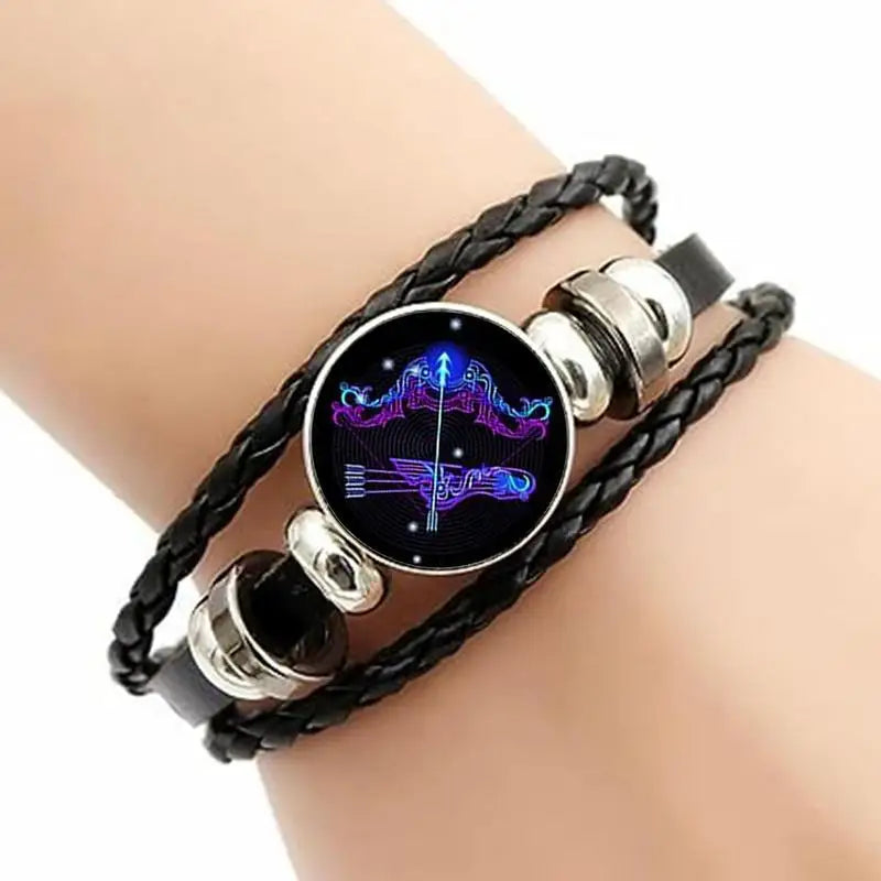 12 Zodiac Signs Constellation Charm Luminous Bracelet Men Women Fashion Multilayer Weave leather Bracelet & Bangle Birthday Gift