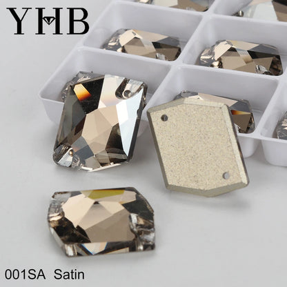 YHB Top Quality Cosmic Glass Crystal AB Moonlight Sewing Stones Flatback Sew on Rhinestones For Garment Clothes Bags
