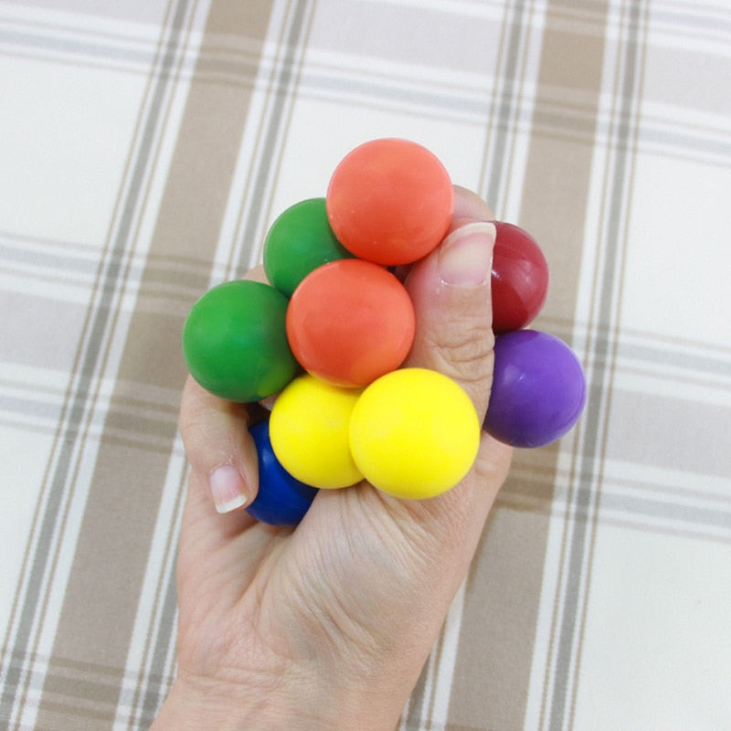 Stress Relief Rlastic Colorful Balls to Relieve Dtress Sensory Toys Autism Fidgeting toys Kids Puzzle Beads Squeeze Ball Gift