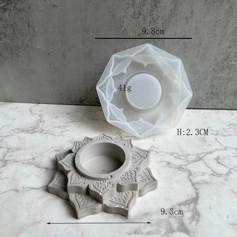 Khuôn Silicon Làm Lọ Nến Bê Tông, Khuôn Xi Măng Thạch Cao Đựng Nến Hoa Sen Tròn, Dụng Cụ Tự Làm Khuôn Đúc Nến Nhựa Epoxy Thủ Công