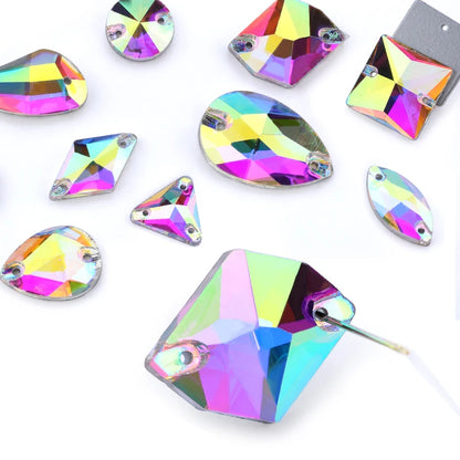 Crystal AB Ordinary Crystal Glass Sewing Rhinestones Sew On Flatback Rhinestone Wedding Dress Accessories DIY Garment Making