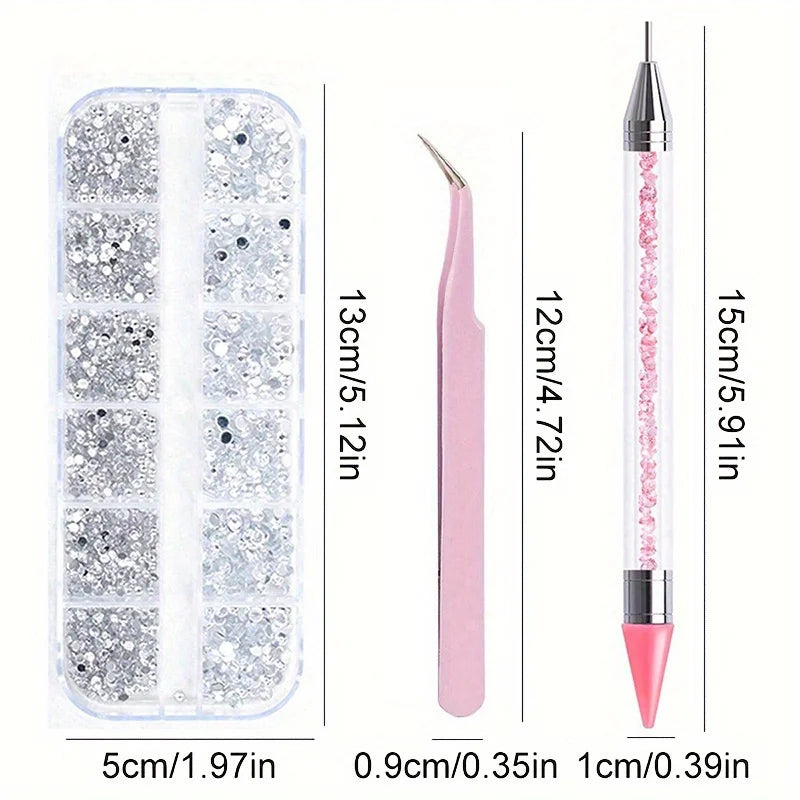 Nails Art Multi-Size Flat Back Acrylic Rhinestones 3D Crystal DIY Decorations Glitter Crystal Gem Manicure Accessories With