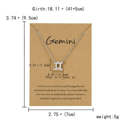 12 Horoscope Silver Color Pendant Necklace for Men Women Taurus Aries Leo Pisces Virgo 12 Constellations Jewelry Holiday Gifts