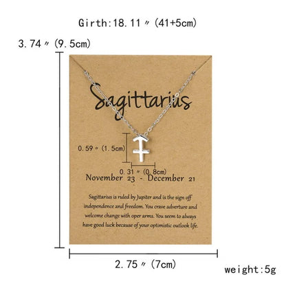 12 Horoscope Silver Color Pendant Necklace for Men Women Taurus Aries Leo Pisces Virgo 12 Constellations Jewelry Holiday Gifts